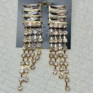 I.N.C. Gold With Clear Stones Cascade Of Rhinestones Earrings Retro Glam Party